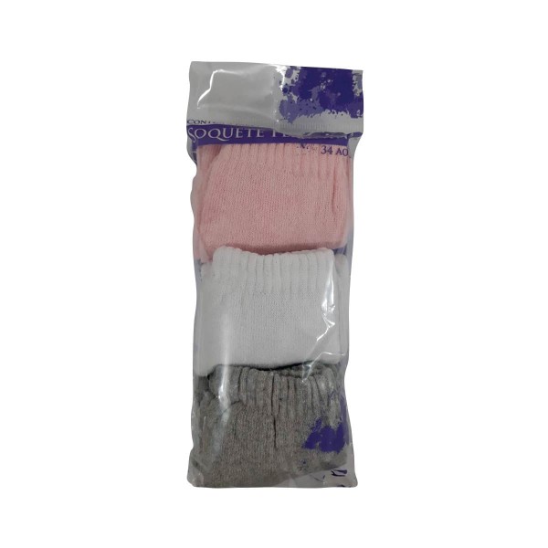 Encontraproduto.com.br - Kit 3 Meias Dallf Feminina Branca Rosa Mescla 34-39