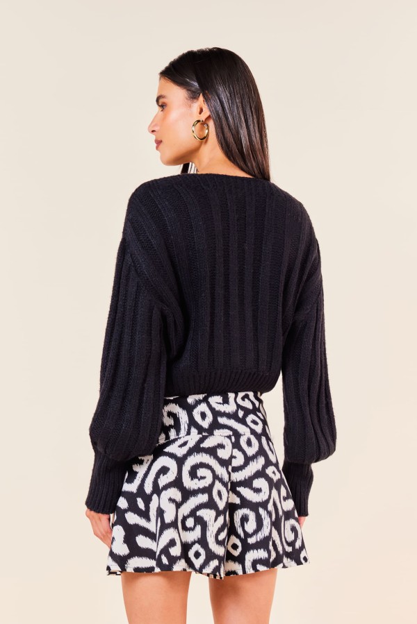 Encontraproduto.com.br - CASAQUINHO TRICOT BOTAO STRASS-PRETO
