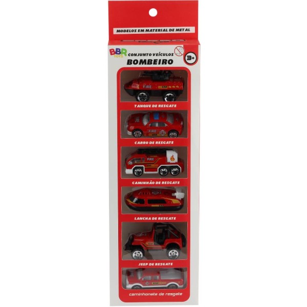 Encontraproduto.com.br - Conjunto Veículos de Bombeiro com 6 Carrinhos - BBR Toys