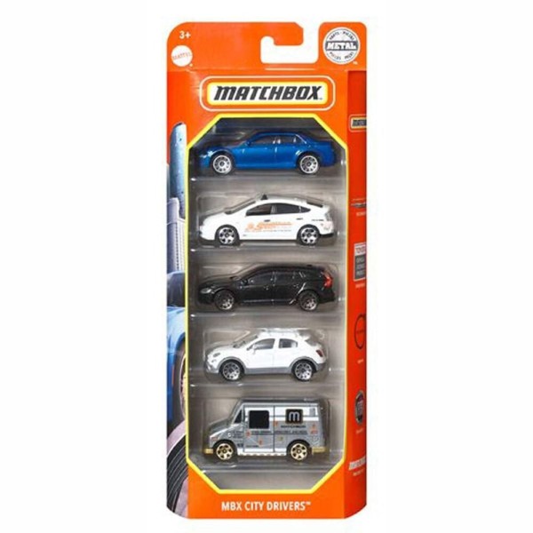 Encontraproduto.com.br - Matchbox MBX City Drivers Pack Com 5 Carrinhos - Mattel