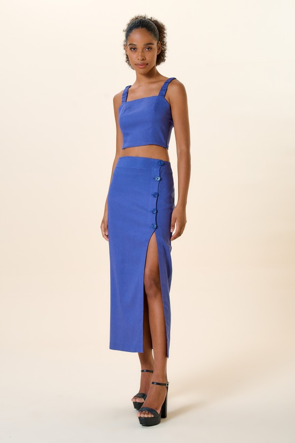 Encontraproduto.com.br - SAIA LAPIS LINHO COM BOTOES ONIX