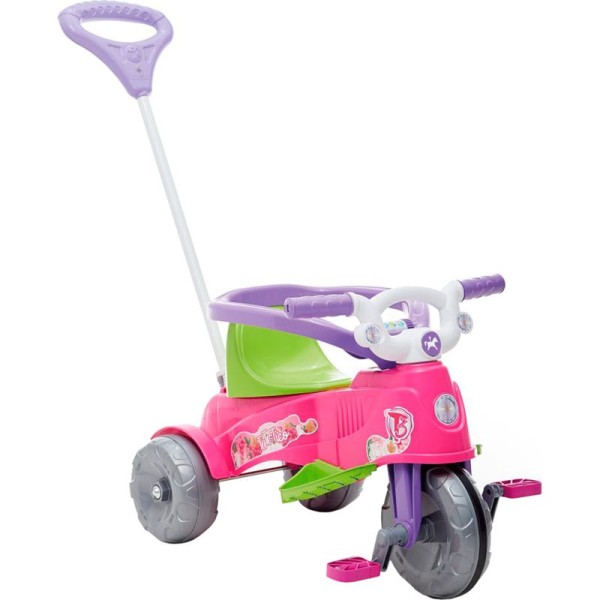 Encontraproduto.com.br - Triciclo Infantil Calesita Ta Te Tico - 2 em 1 - Pedal e Passeio com Aro - Rosa/Lilás/Verde