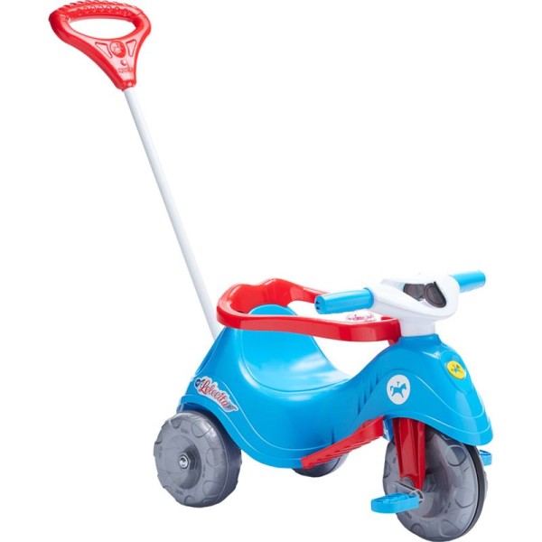 Encontraproduto.com.br - Triciclo Infantil Calesita Lelecita - 2 em 1 - Pedal e Passeio com Aro - Azul