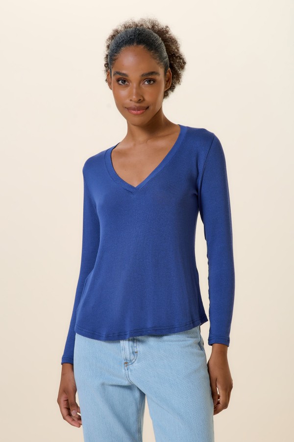 Encontraproduto.com.br - BLUSA GOLA V MANGA COMPRIDA ONIX