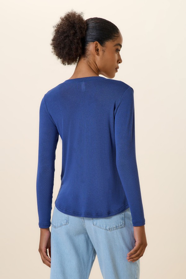 Encontraproduto.com.br - BLUSA GOLA V MANGA COMPRIDA ONIX