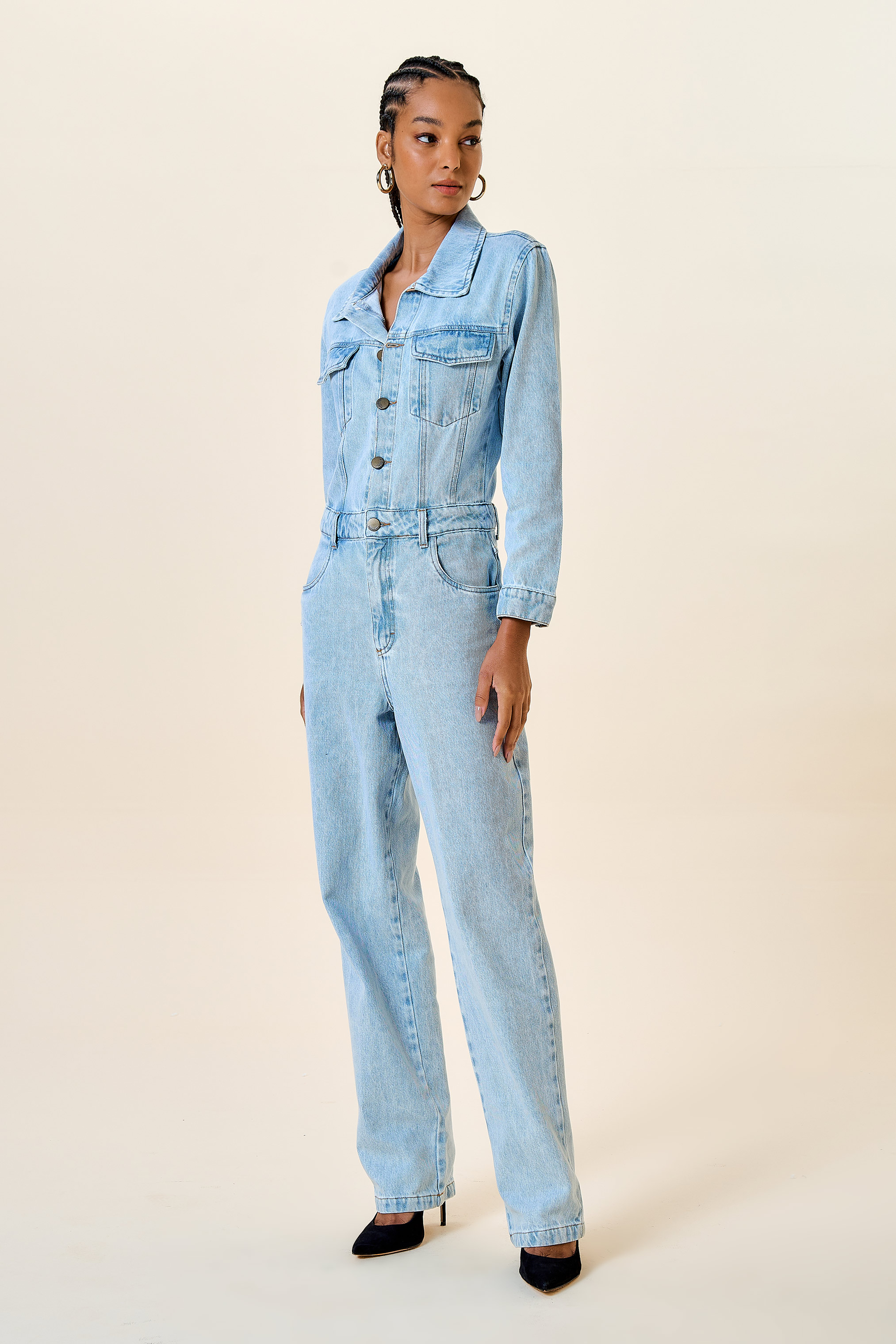 MACACAO MANGA LONGA OVERSIZED JEANS CLARO