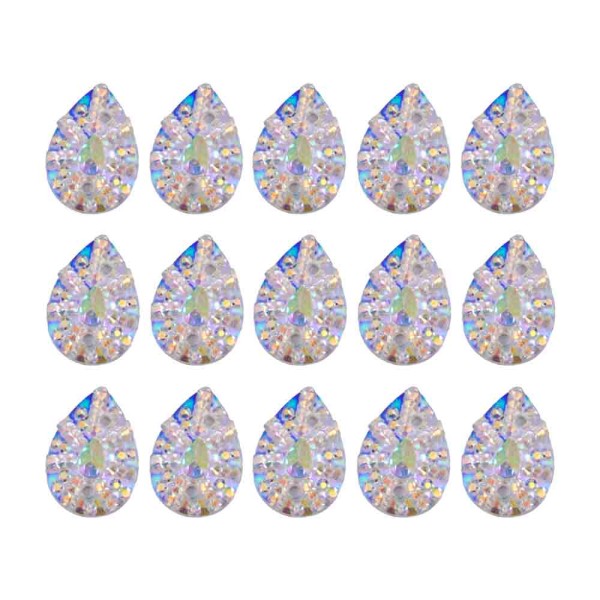 Encontraproduto.com.br - CHATON GOTA COM STRASS 10X14MM PARA COSTURA COM 500 PEÇAS