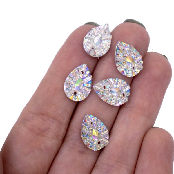 Encontraproduto.com.br - CHATON GOTA COM STRASS 10X14MM PARA COSTURA COM 500 PEÇAS