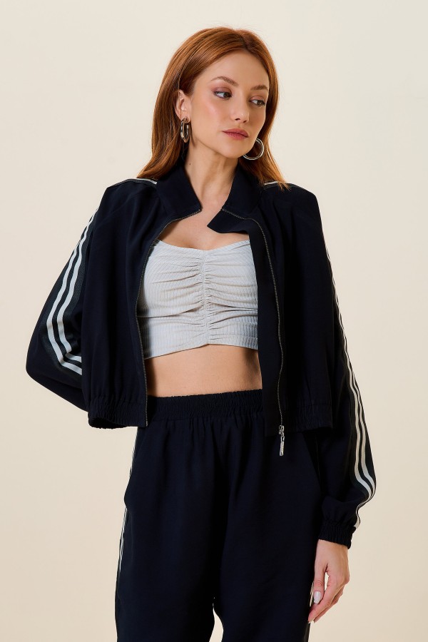 Encontraproduto.com.br - JAQUETA BOMBER COM RETILINEA PRETO