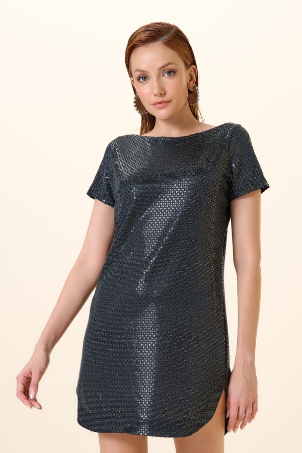 Encontraproduto.com.br - VESTIDO T-SHIRT DECOTE NAS COSTAS PRETO