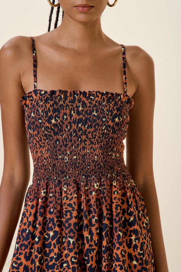 Encontraproduto.com.br - VESTIDO LASTEX LONGO ESTAMPA  ONCA BASICA
