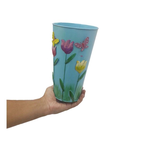 Encontraproduto.com.br - Vaso Jardim Varanda Borboleta Flor De Ferro Azul (Sybo-G7)
