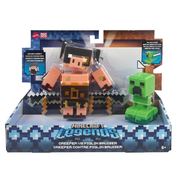 Encontraproduto.com.br - Minecraft Legends Fidget Creeper vs Piglin Bárbaro - Mattel