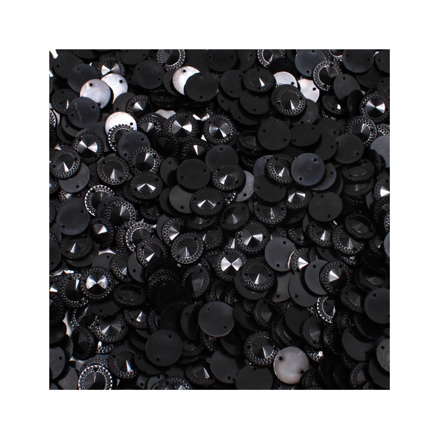 Encontraproduto.com.br - CHATON PARA COSTURA REDONDO COM BORDA 12MM EM ACRILICO COM 250GR