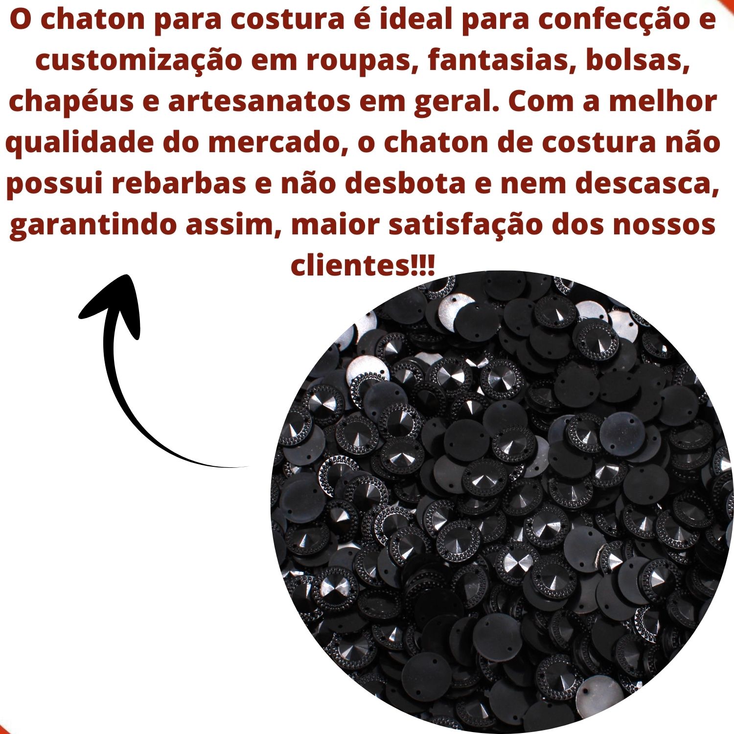 Encontraproduto.com.br - CHATON PARA COSTURA REDONDO COM BORDA 12MM EM ACRILICO COM 250GR
