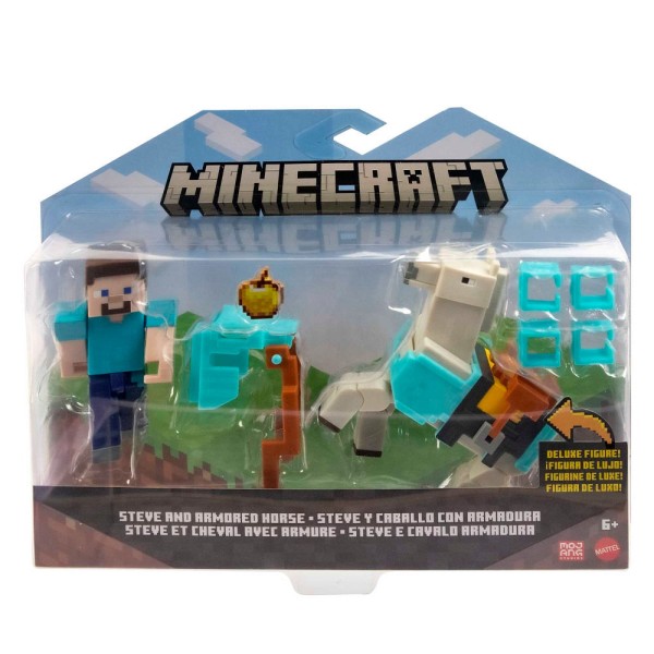 Encontraproduto.com.br - Minecraft Pacote Steve e Cavalo Blindado - Mattel