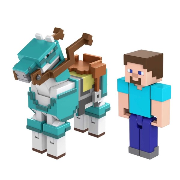 Encontraproduto.com.br - Minecraft Pacote Steve e Cavalo Blindado - Mattel