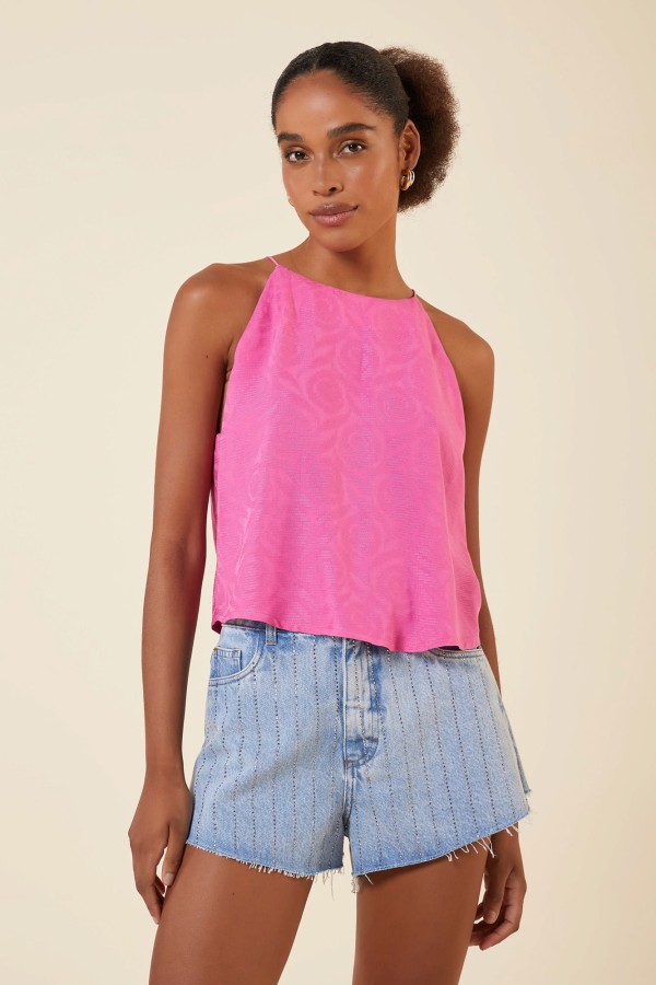 CAMISETA RAGLAN SEM MANGA VISCOSE ROSE