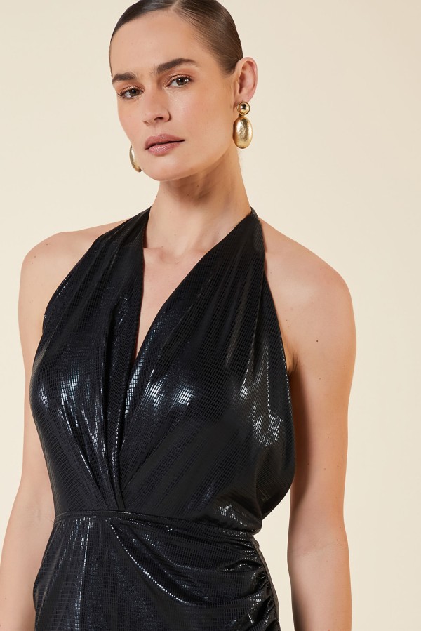 Encontraproduto.com.br - VESTIDO CURTO MALHA COM FOIL PRETO