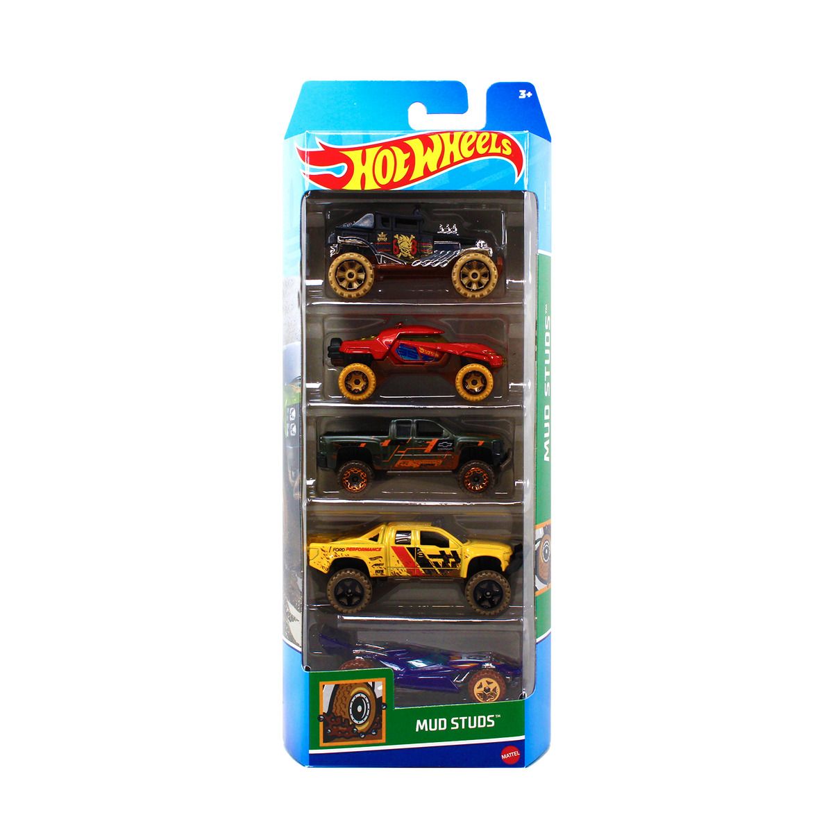 Hot Wheels Pacote 5 Carros Mud Studs - Mattel