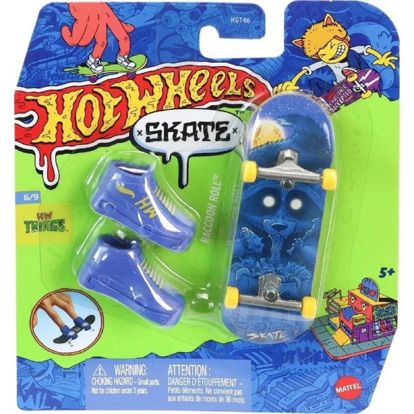 Encontraproduto.com.br - Hot Wheels Skate de Dedo Raccoon Roll com Tênis - Mattel