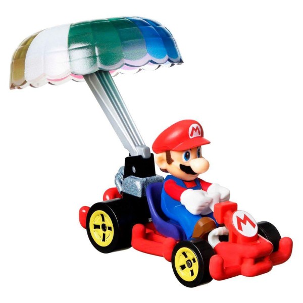Encontraproduto.com.br - Hot Wheels Mario Kart Mario Pipe Frame Paraquedas - Mattel
