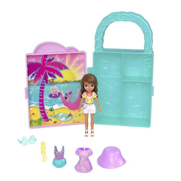 Encontraproduto.com.br - Polly Pocket Closet Fashion Reveal Rosa com Óculos - Mattel