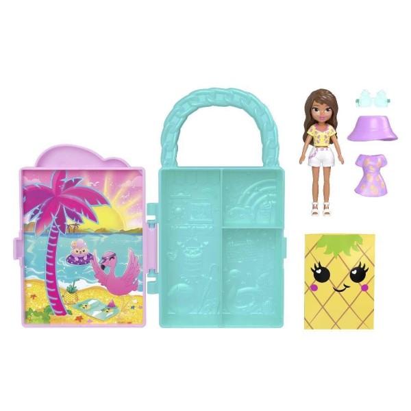 Encontraproduto.com.br - Polly Pocket Closet Fashion Reveal Rosa com Óculos - Mattel
