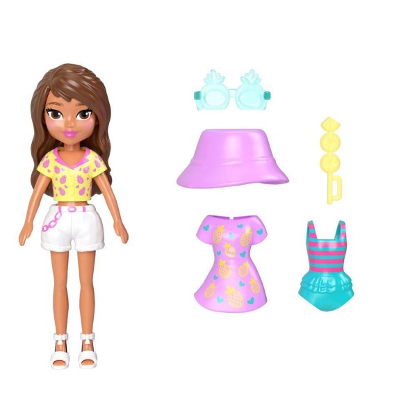 Encontraproduto.com.br - Polly Pocket Closet Fashion Reveal Rosa com Óculos - Mattel