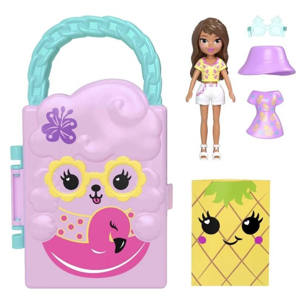 Encontraproduto.com.br - Polly Pocket Closet Fashion Reveal Rosa com Óculos - Mattel