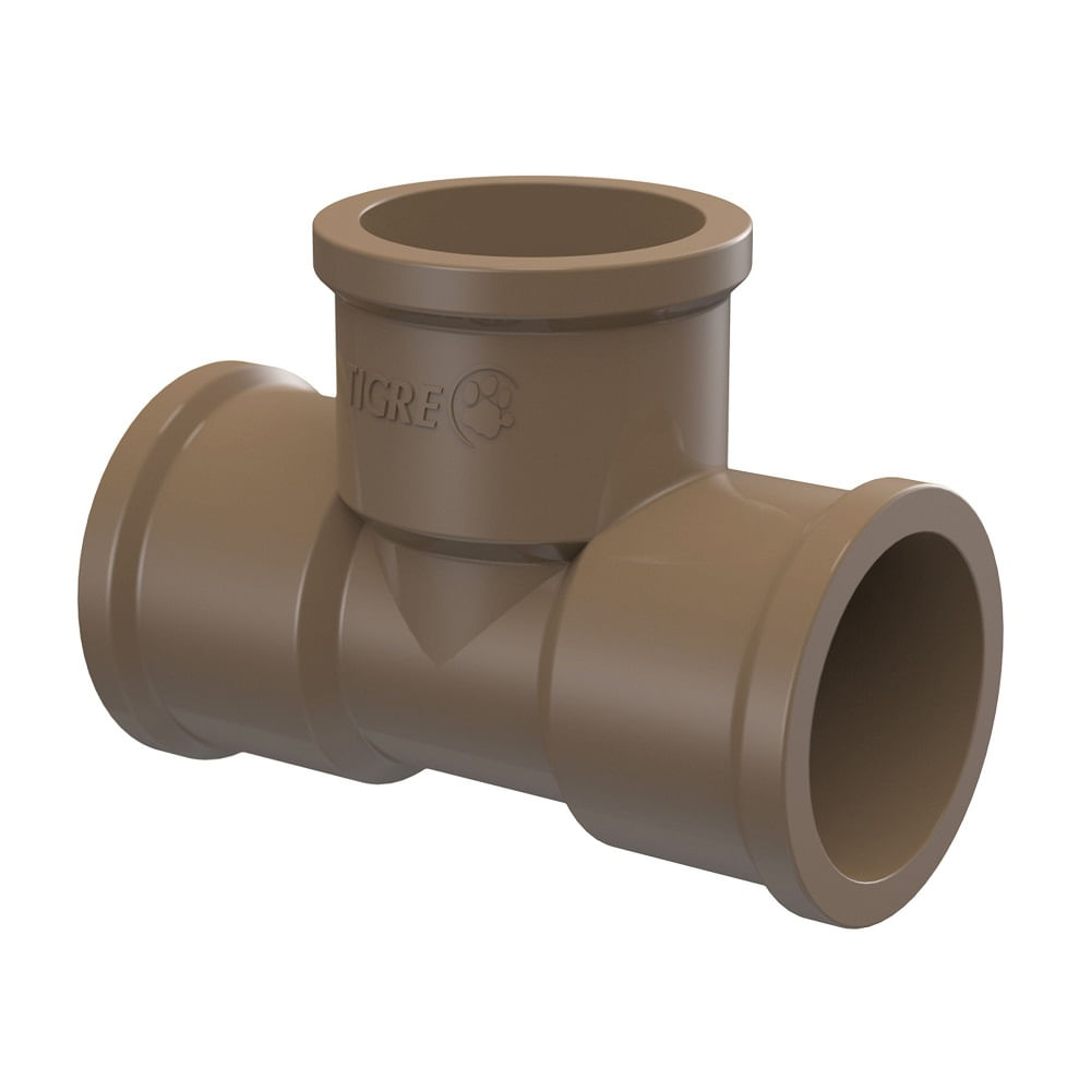 Tê PVC Soldável 90° 32mm Marrom Tigre