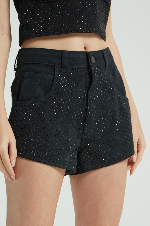 Encontraproduto.com.br - SHORT SARJA COM TERMOCOLANTE PRETO