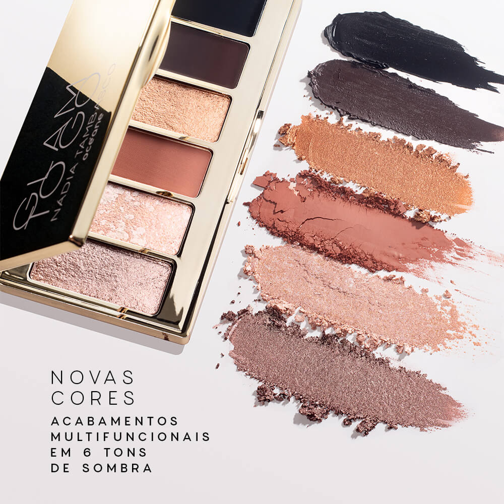 Kit Paleta de Sombras Glam To Go + Brilho Labial Shimmer Brown (2 Produtos)