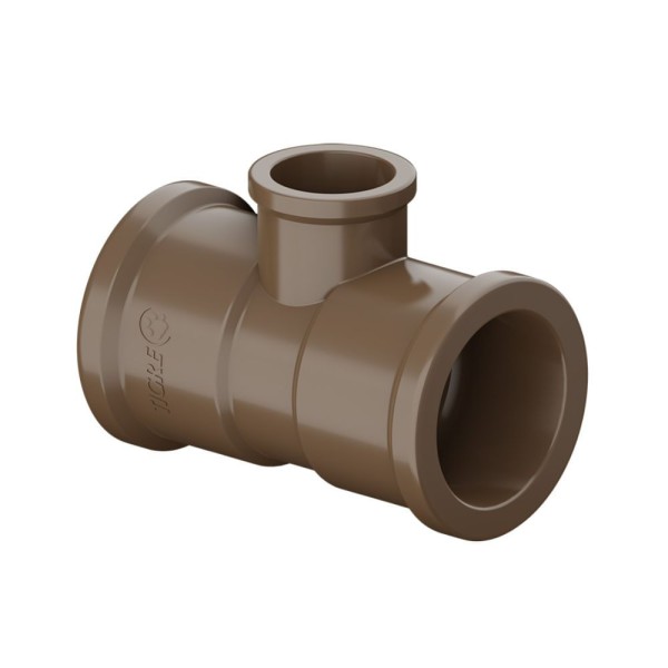 Tê PVC De Redução Soldável 90° 50X40mm Marrom Tigre