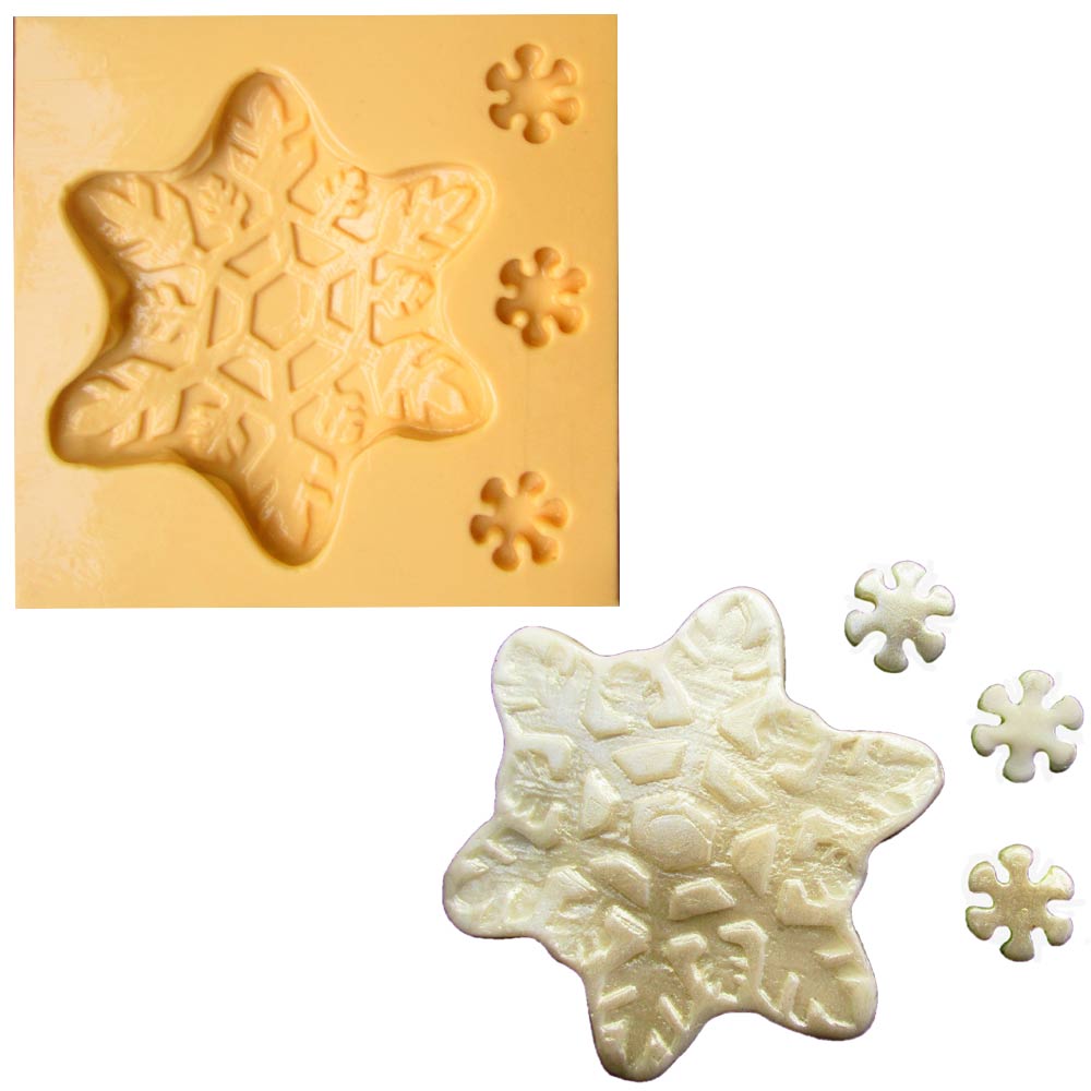 Molde de Silicone para Biscuit Casa da Arte - Modelo: Estrela e Flocos de Neve 1286