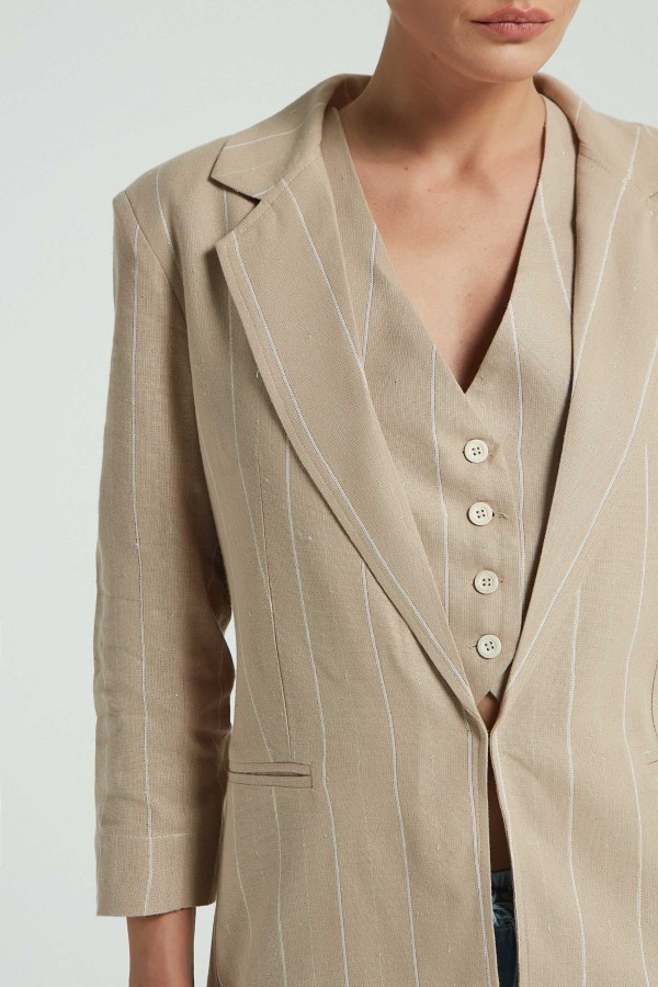 Encontraproduto.com.br - BLAZER LISTRADO LUREX-BEGE