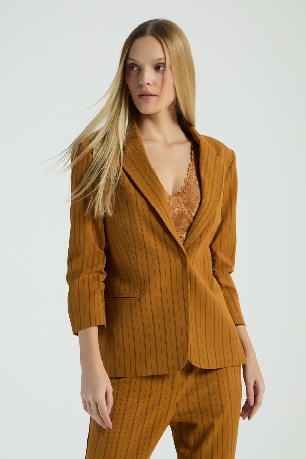 Encontraproduto.com.br - BLAZER LISTRADO - CARAMELO