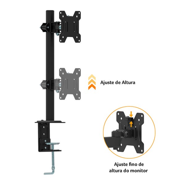 Encontraproduto.com.br - Suporte de Mesa para Monitor 13 A 27 Polegadas com Ajuste de Altura - AC373OUT [Reembalado]