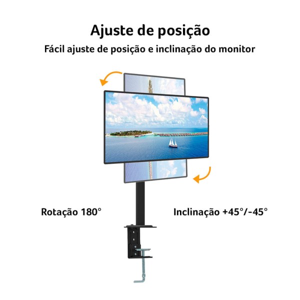 Encontraproduto.com.br - Suporte de Mesa para Monitor 13 A 27 Polegadas com Ajuste de Altura - AC373OUT [Reembalado]