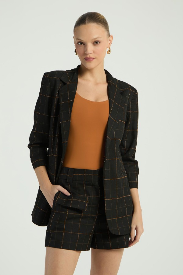 BLAZER OVERSIZED XADREZ - PRETO