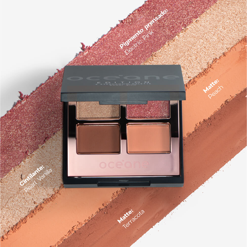 Encontraproduto.com.br - Kit Nécessaire Rosa + Paleta de Sombras + Batom Nude Semi-Matte (3 Produtos)