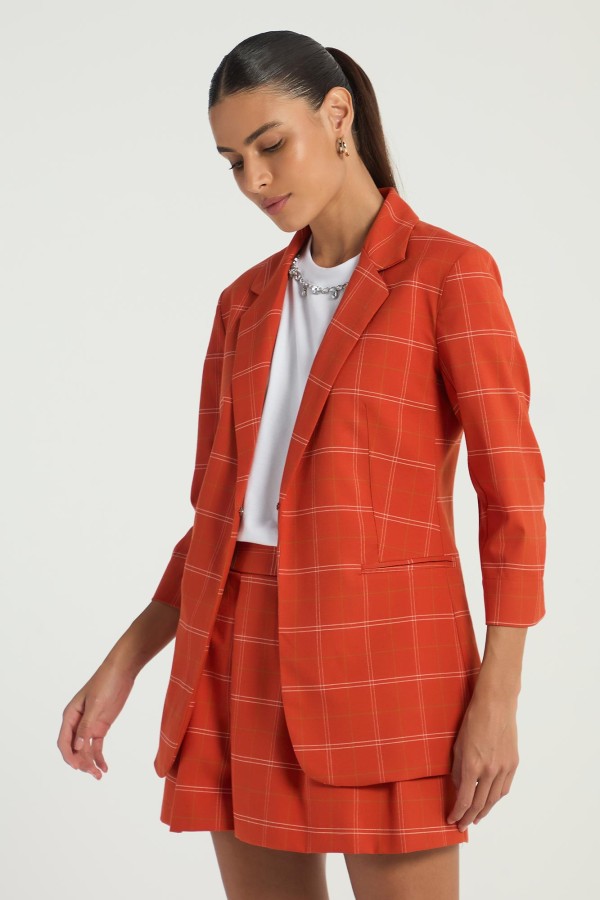 Encontraproduto.com.br - BLAZER OVERSIZED XADREZ - PECAN