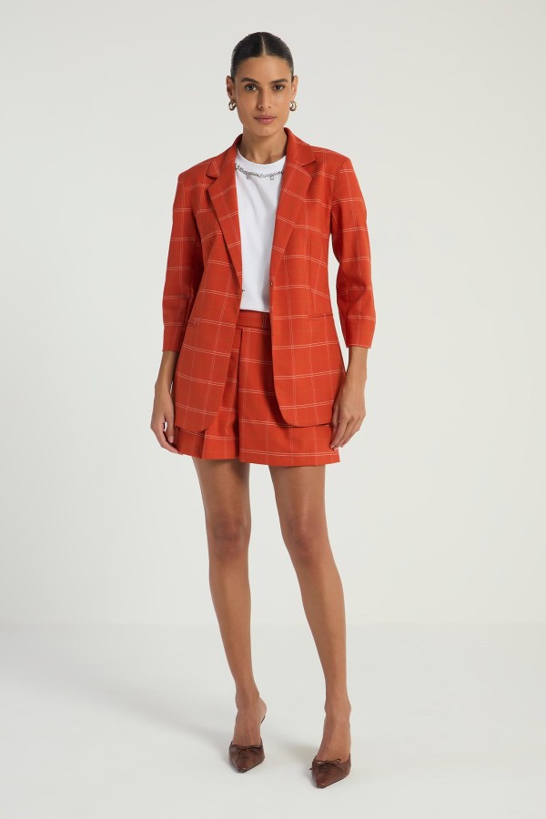 Encontraproduto.com.br - BLAZER OVERSIZED XADREZ - PECAN