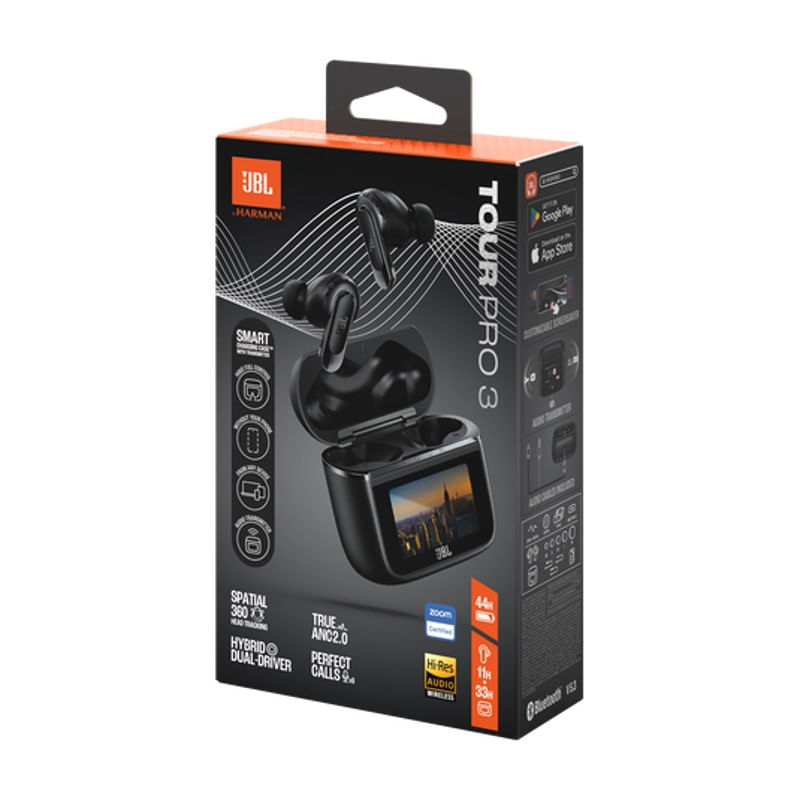 Encontraproduto.com.br - Fone de Ouvido JBL Tour Pro 3 TWS Bluetooth com Cancelamento de Ruído e Case Inteligente - Preto