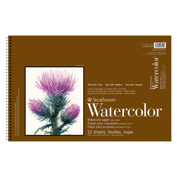 Encontraproduto.com.br - Bloco Aquarela Watercolor Fine Série 400 300 g/m² 30,5 x 45,7 cm com 12 Folhas Strathmore