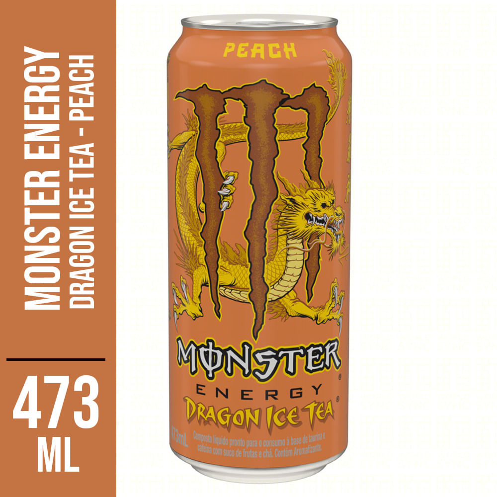 Energético Monster Energy Dragon Ice Tea Pêssego Lata 473ml