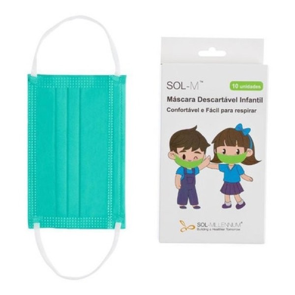 Encontraproduto.com.br - Mascara Descartavel Tripla inf verde 10unid