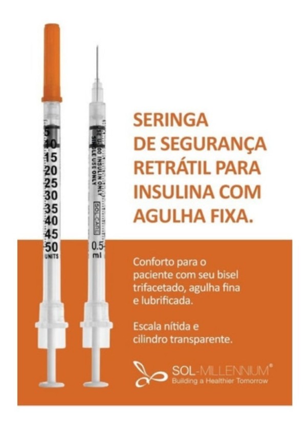 Encontraproduto.com.br - Seringa Sol-M c/ Agulha 30g 8x0,3mm c/ 10x1mL p/ 100(UI)