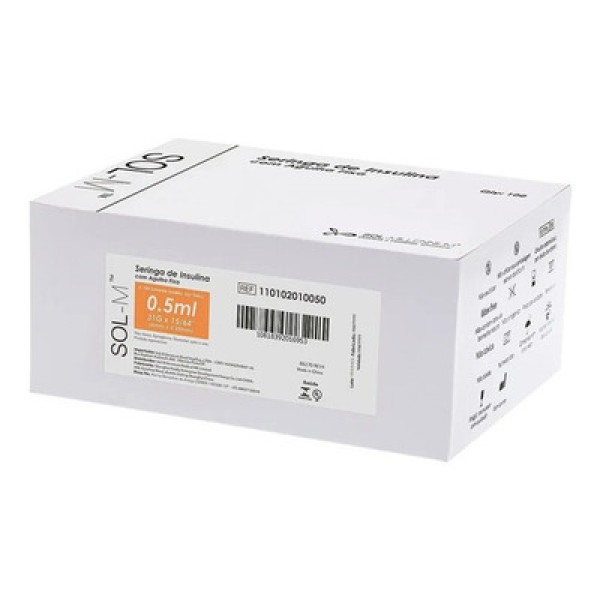 Encontraproduto.com.br - Seringa Sol-M c/ Agulha 31g 6x0,25mm - 1un 0,5mL p/ 100(UI)
