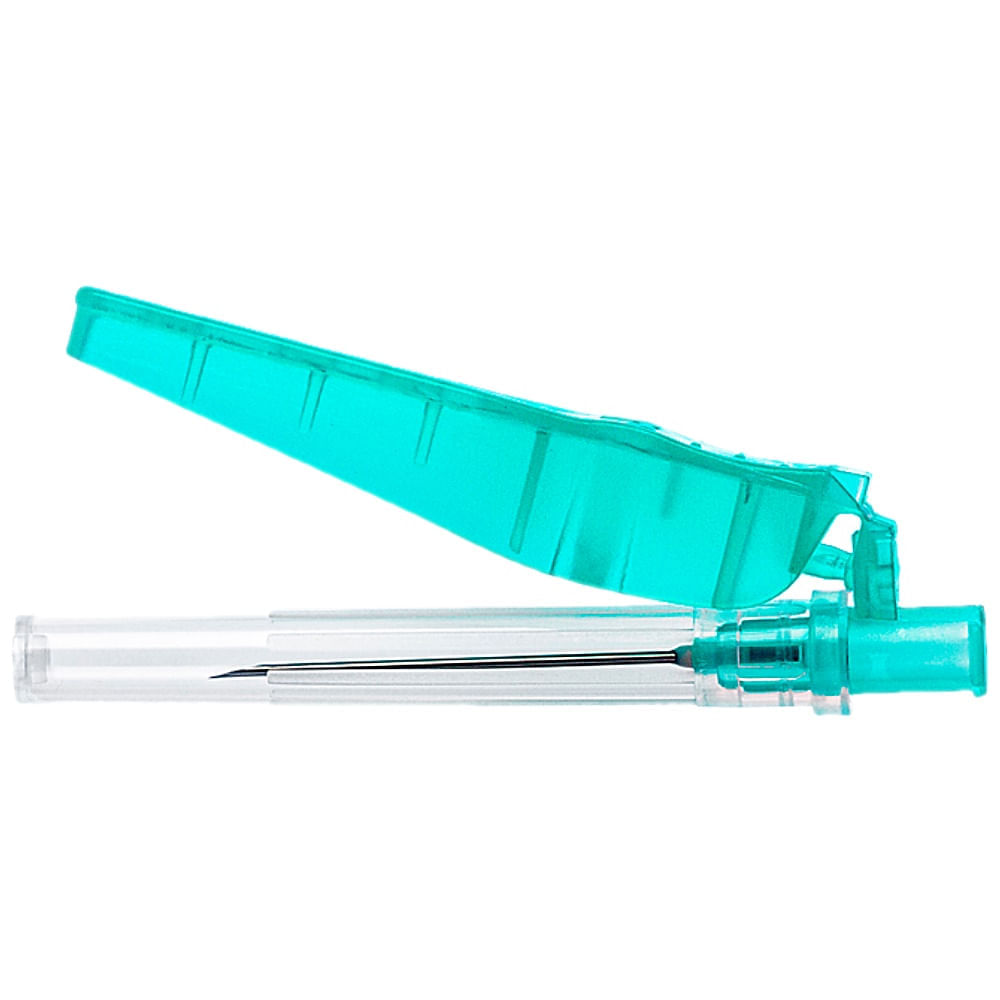 Encontraproduto.com.br - Agulha Hipodérmica Com Dispositivo De Segurança - 25X8 - Verde - Com 100 Unidades - Sol-Care